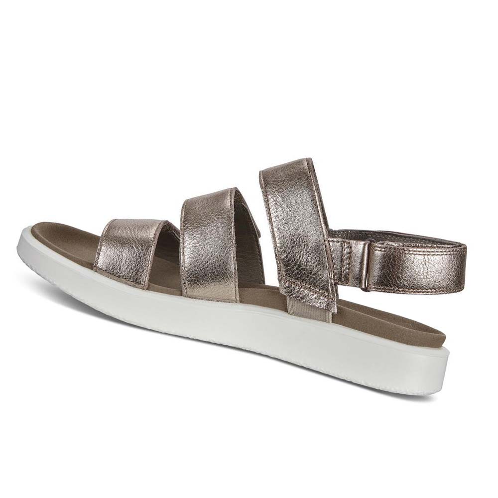 Women's Ecco Flowt Flat Sandals Silver | Canada 179HAP